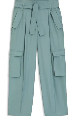 Relaxed-fit paperbag trousers in drapey twill