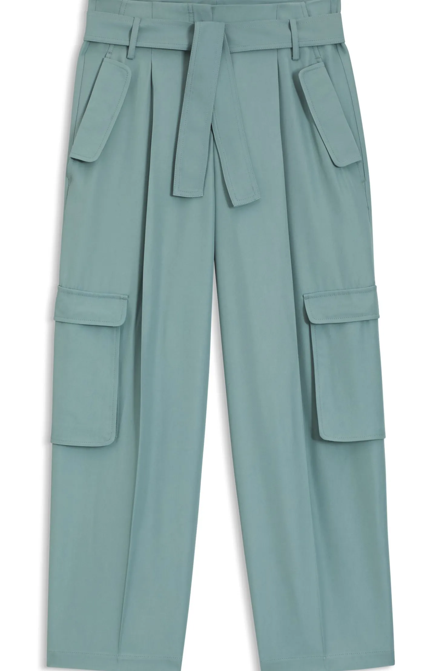 Relaxed-fit paperbag trousers in drapey twill