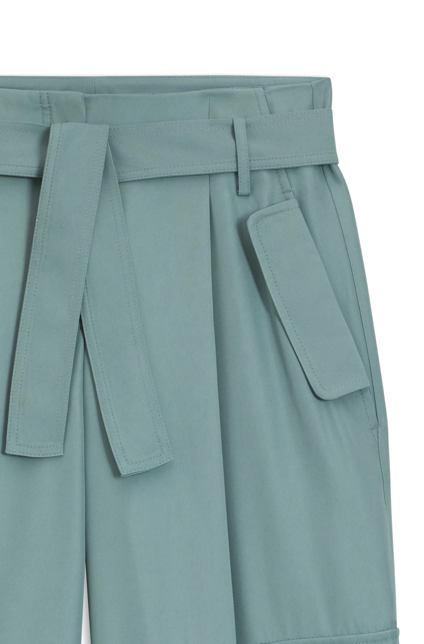 Relaxed-fit paperbag trousers in drapey twill
