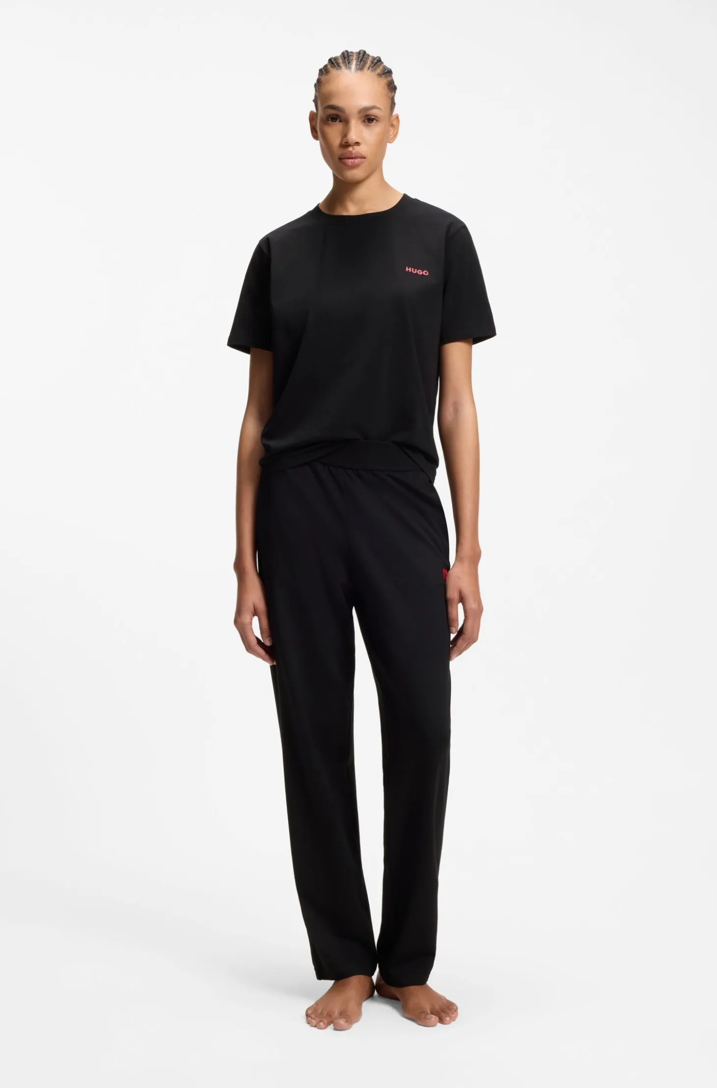Relaxed-fit pyjama top in stretch cotton