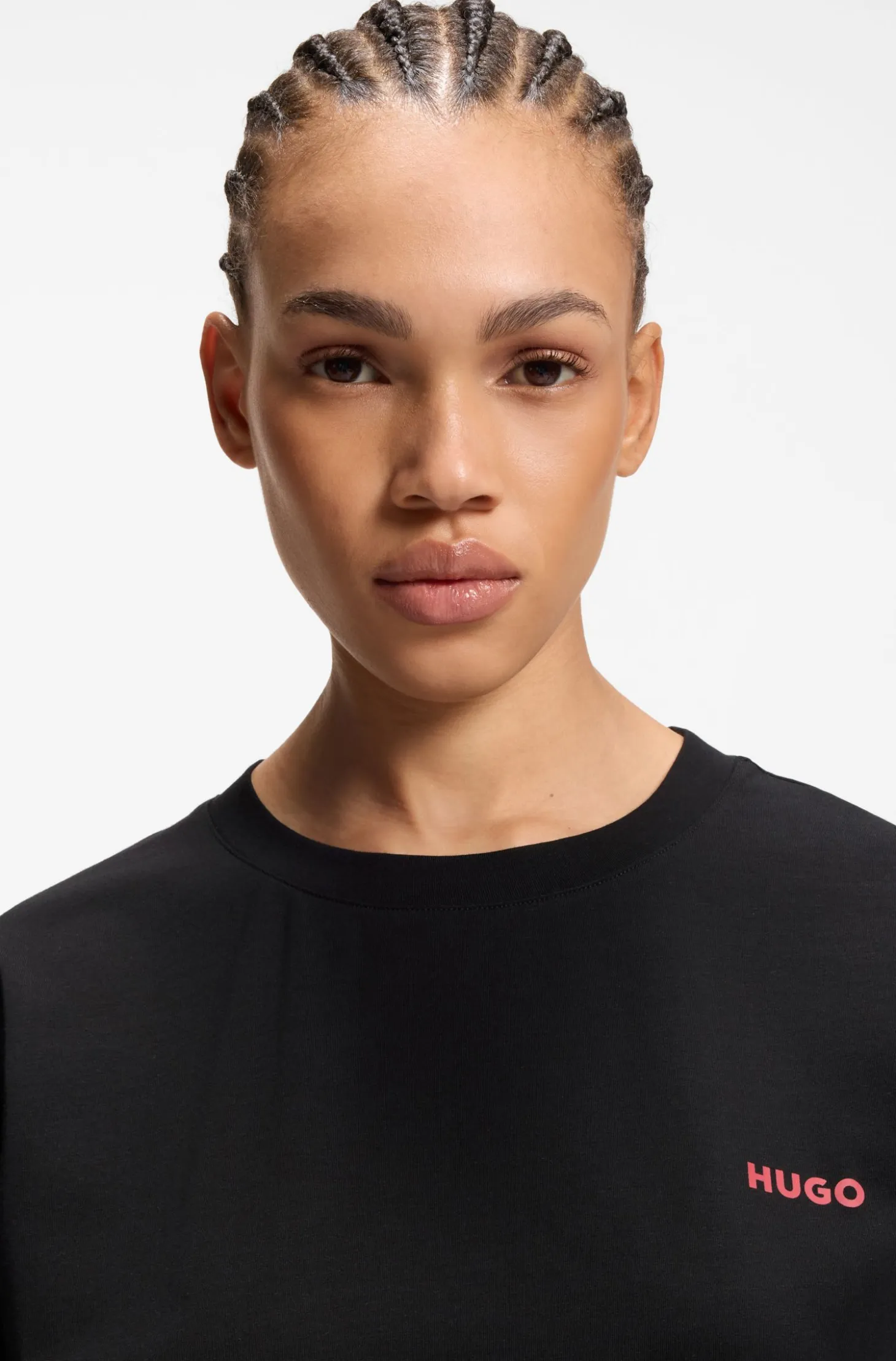 Relaxed-fit pyjama top in stretch cotton