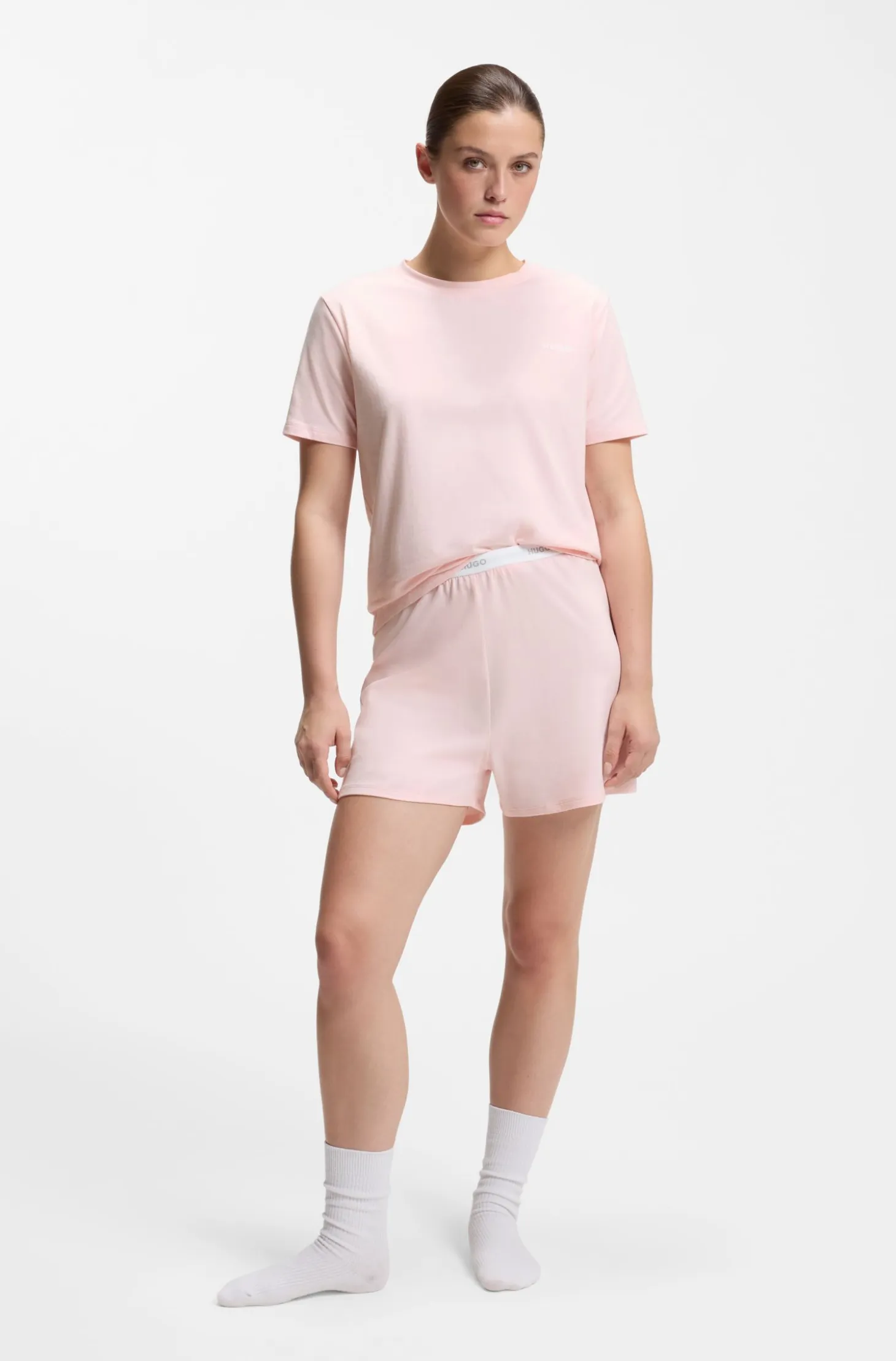 Relaxed-fit pyjama top in stretch cotton