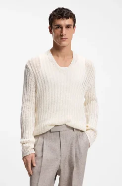 Relaxed-fit rib-knit linen sweater