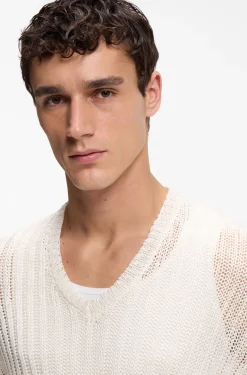 Relaxed-fit rib-knit linen sweater