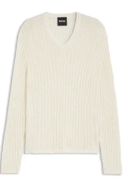 Relaxed-fit rib-knit linen sweater