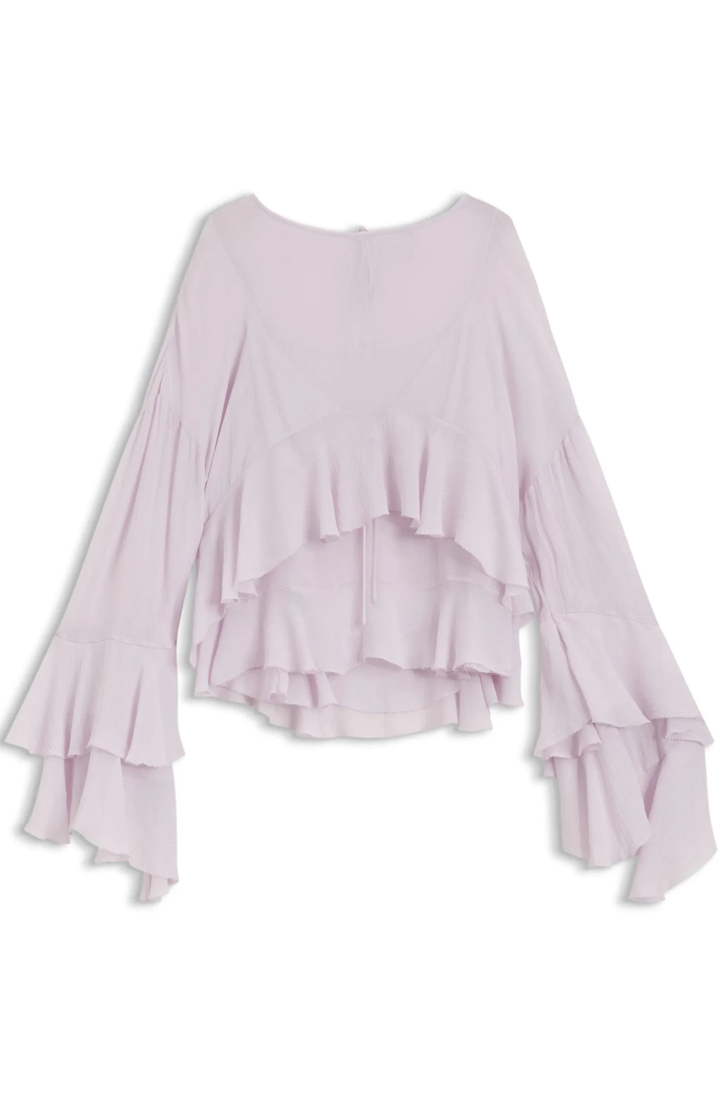 Relaxed-fit ruffled blouse in crepe Georgette seersucker