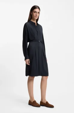 Relaxed-fit shirt dress with detachable belt
