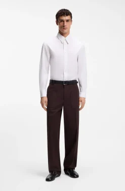Relaxed-fit shirt in cotton poplin with point collar