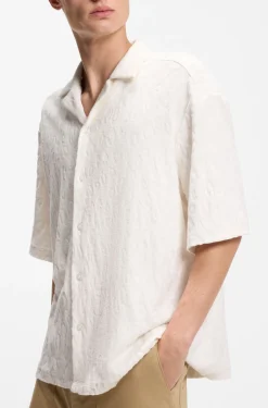 Relaxed-fit shirt in jacquard cotton towelling