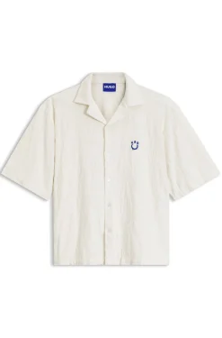 Relaxed-fit shirt in jacquard cotton towelling