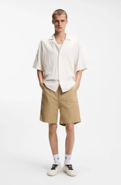 Relaxed-fit shirt in jacquard cotton towelling