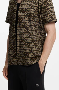 Relaxed-fit shirt in printed cotton canvas