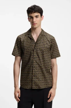 Relaxed-fit shirt in printed cotton canvas