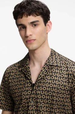 Relaxed-fit shirt in printed cotton canvas