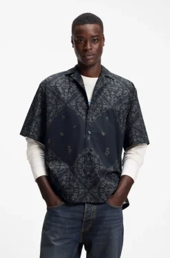 Relaxed-fit shirt in printed cotton poplin
