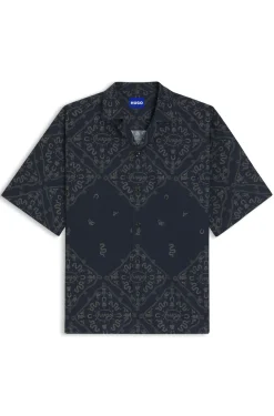 Relaxed-fit shirt in printed cotton poplin