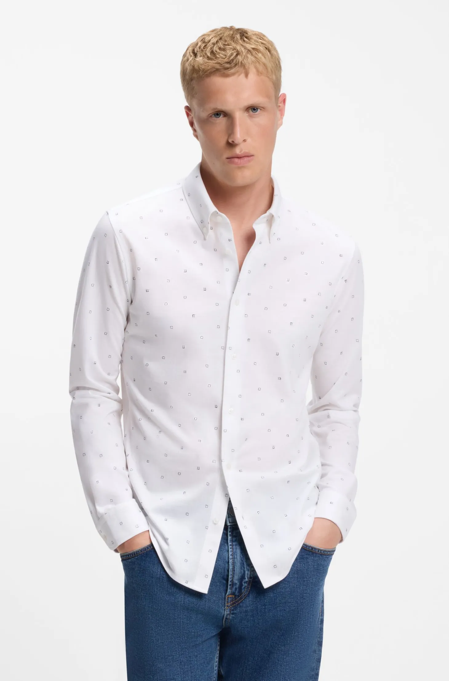 Relaxed-fit shirt in printed cotton jersey