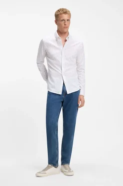 Relaxed-fit shirt in printed cotton jersey