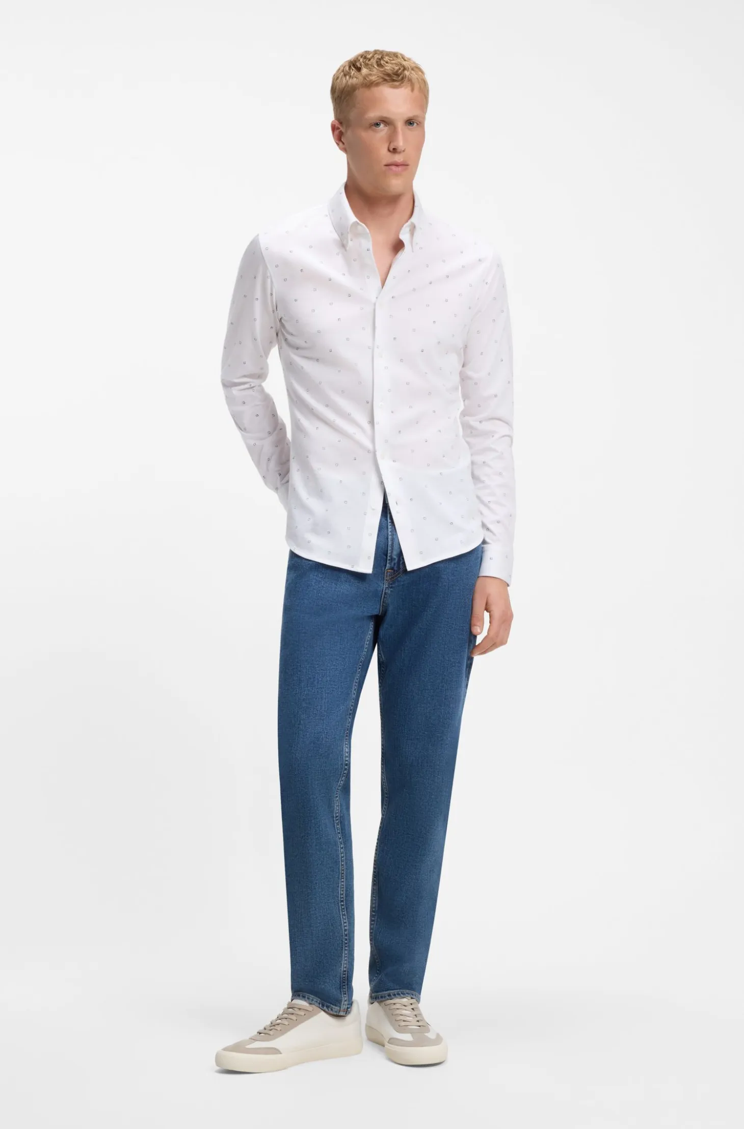 Relaxed-fit shirt in printed cotton jersey
