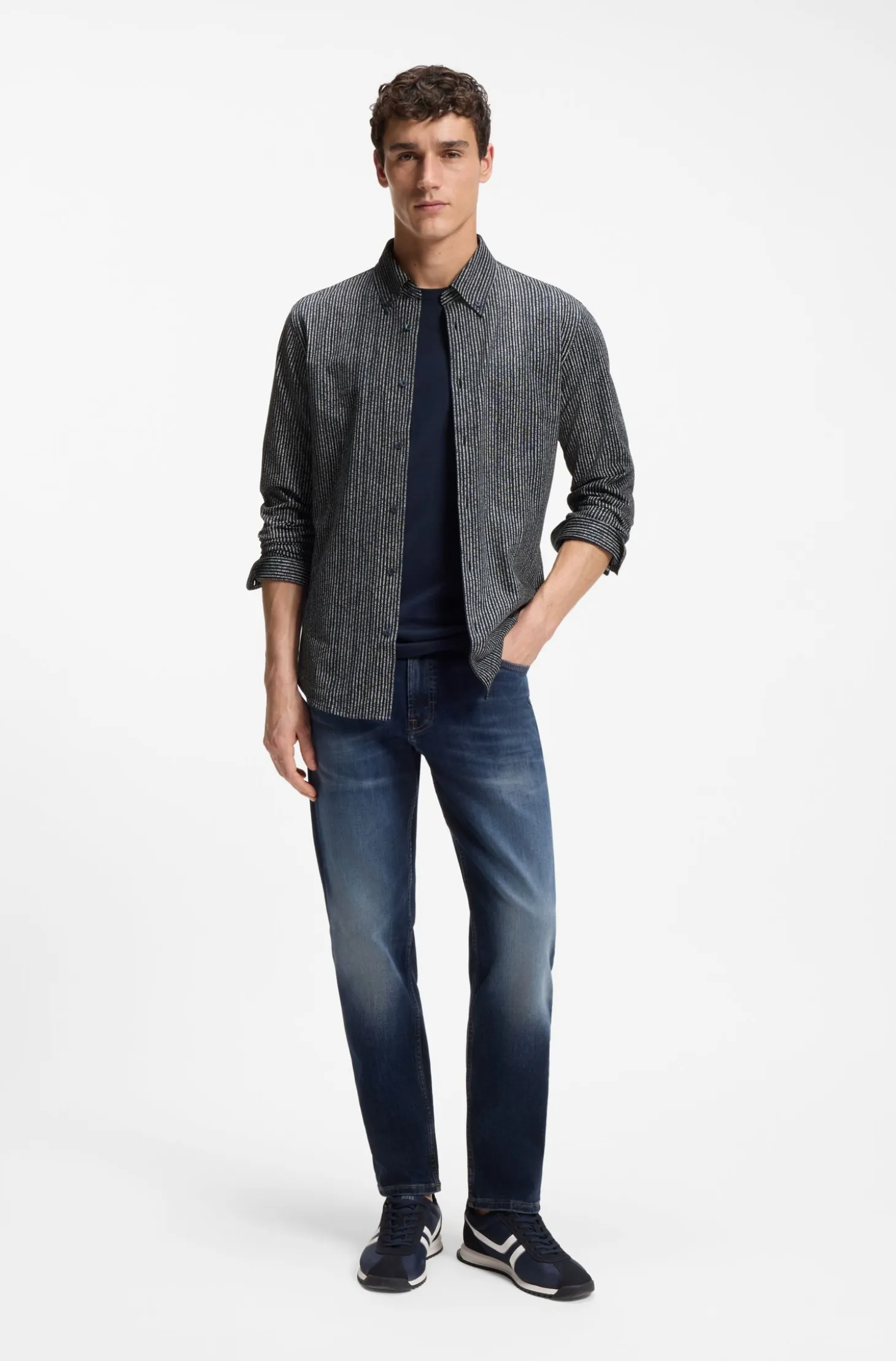 Relaxed-fit shirt in printed cotton jersey