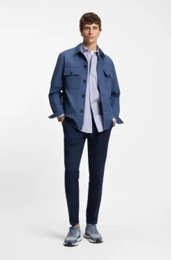 Relaxed-fit shirt in striped cotton poplin