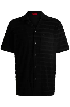 Relaxed-fit shirt in striped cotton towelling