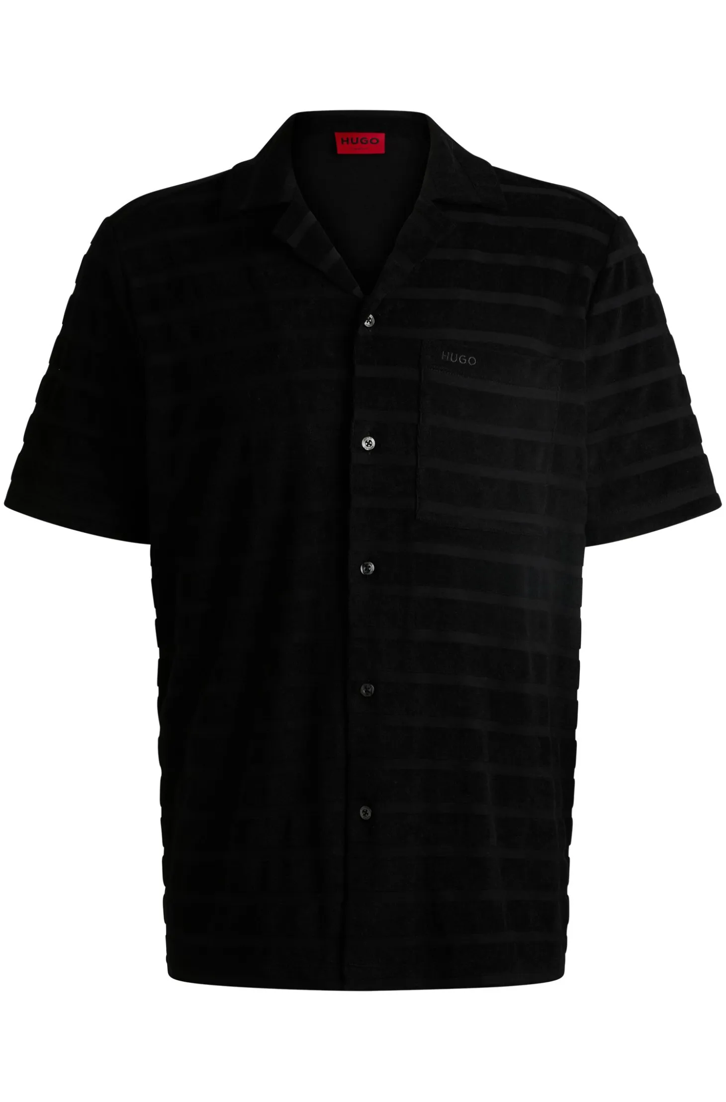 Relaxed-fit shirt in striped cotton towelling