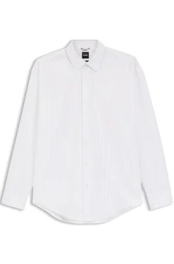 Relaxed-fit shirt in striped cotton poplin