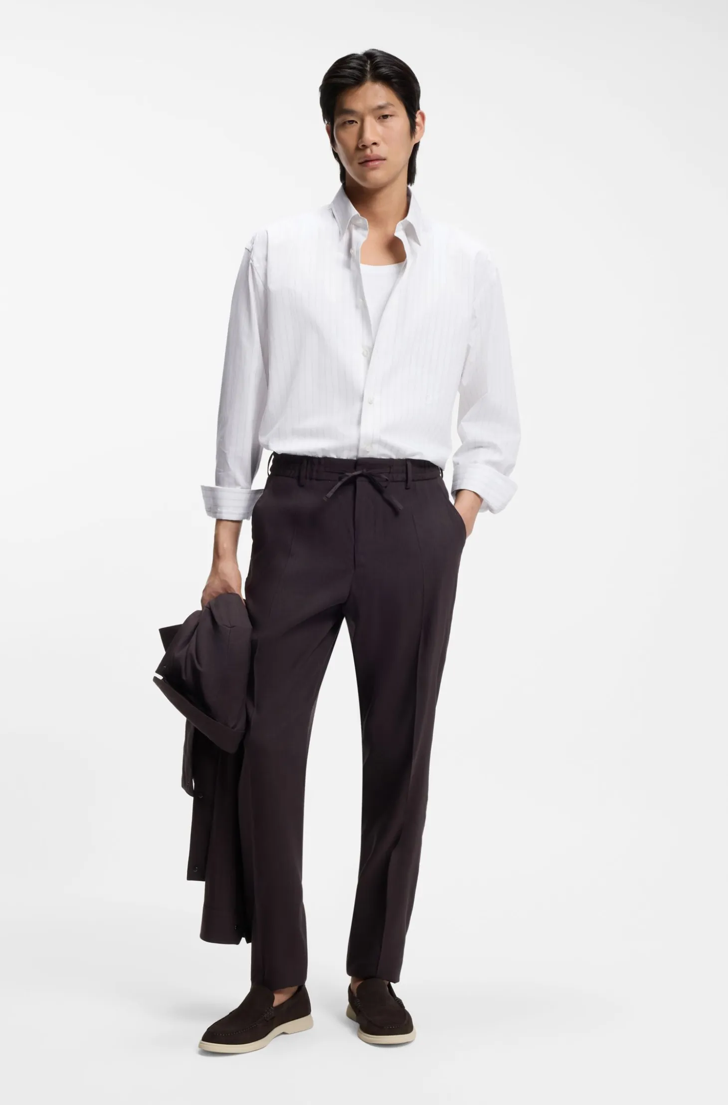Relaxed-fit shirt in striped cotton poplin