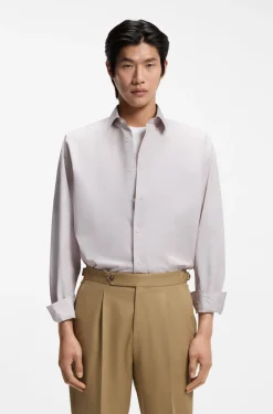 Relaxed-fit shirt in striped cotton poplin