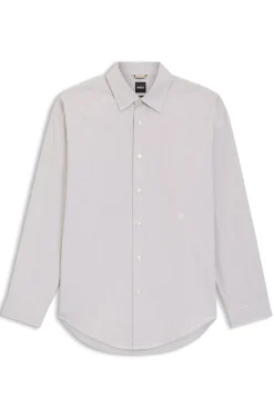 Relaxed-fit shirt in striped cotton poplin