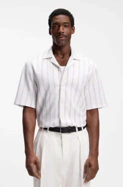 Relaxed-fit shirt in striped stretch cotton