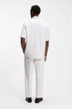 Relaxed-fit shirt in striped stretch cotton