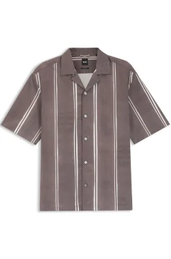 Relaxed-fit shirt in striped stretch cotton