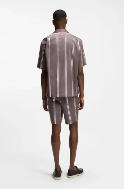 Relaxed-fit shirt in striped stretch cotton