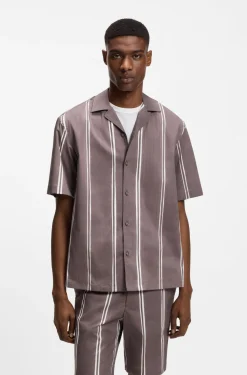 Relaxed-fit shirt in striped stretch cotton