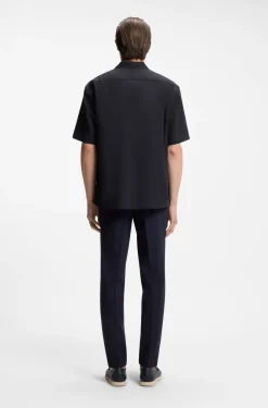 Relaxed-fit shirt in wool-blend mesh