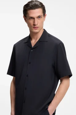 Relaxed-fit shirt in wool-blend mesh