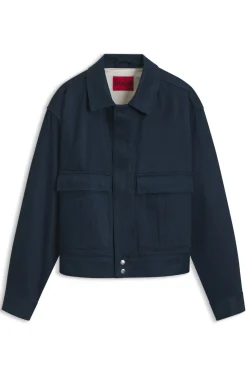 Relaxed-fit short cotton jacket in denim