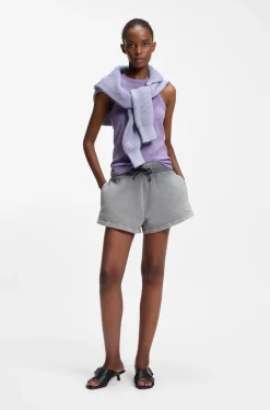 Relaxed-fit shorts in cotton terry with embossed logo