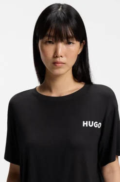 Relaxed-fit stretch-jersey pyjama T-shirt with contrast logo