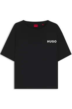 Relaxed-fit stretch-jersey pyjama T-shirt with contrast logo