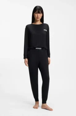 Relaxed-fit stretch-jersey pyjama top with logo print