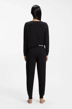 Relaxed-fit stretch-jersey pyjama top with logo print