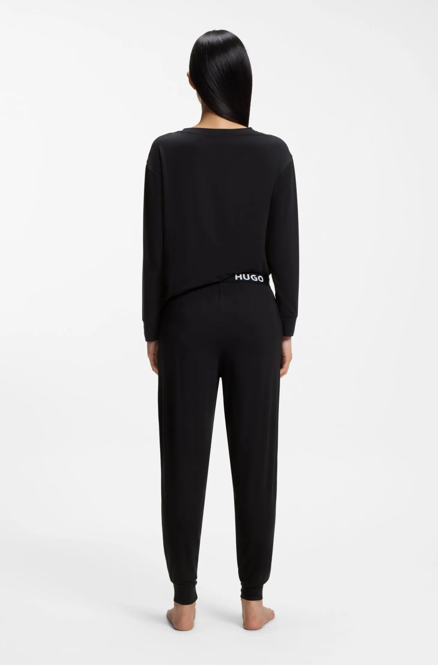 Relaxed-fit stretch-jersey pyjama top with logo print