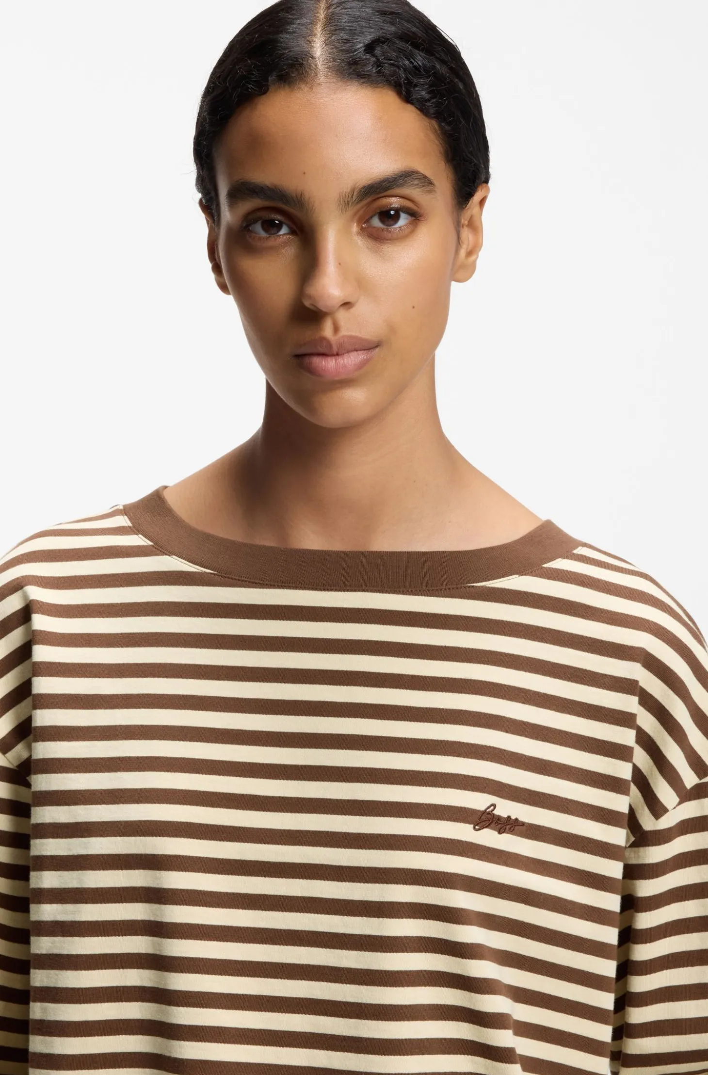 Relaxed-fit striped top in cotton jersey