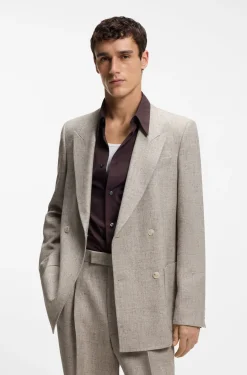 Relaxed-fit suit jacket in micro-patterned fabric
