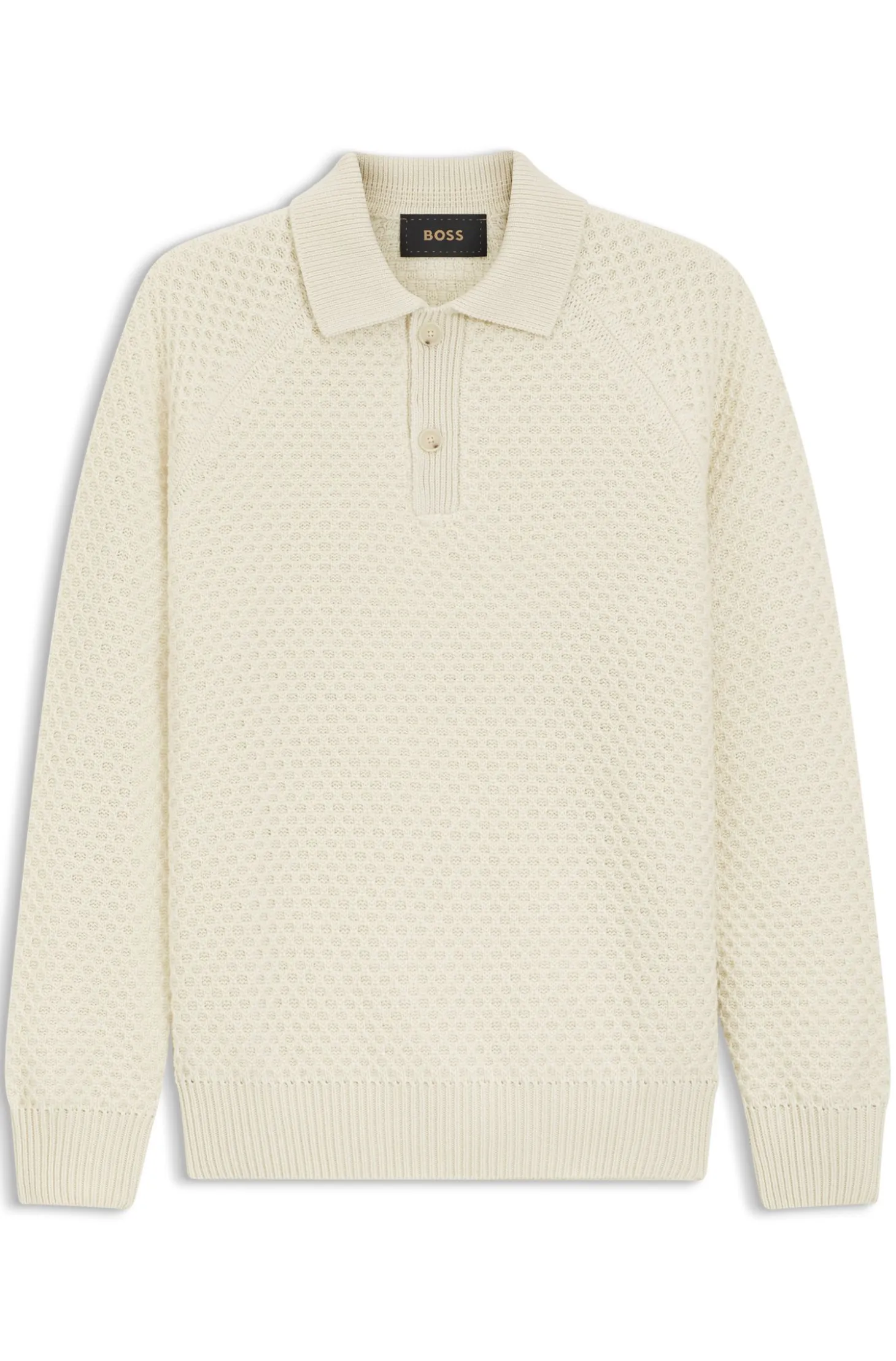 Relaxed-fit sweater in structured cashmere with polo collar