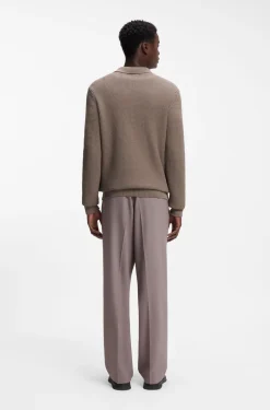 Relaxed-fit sweater in structured cotton with polo collar