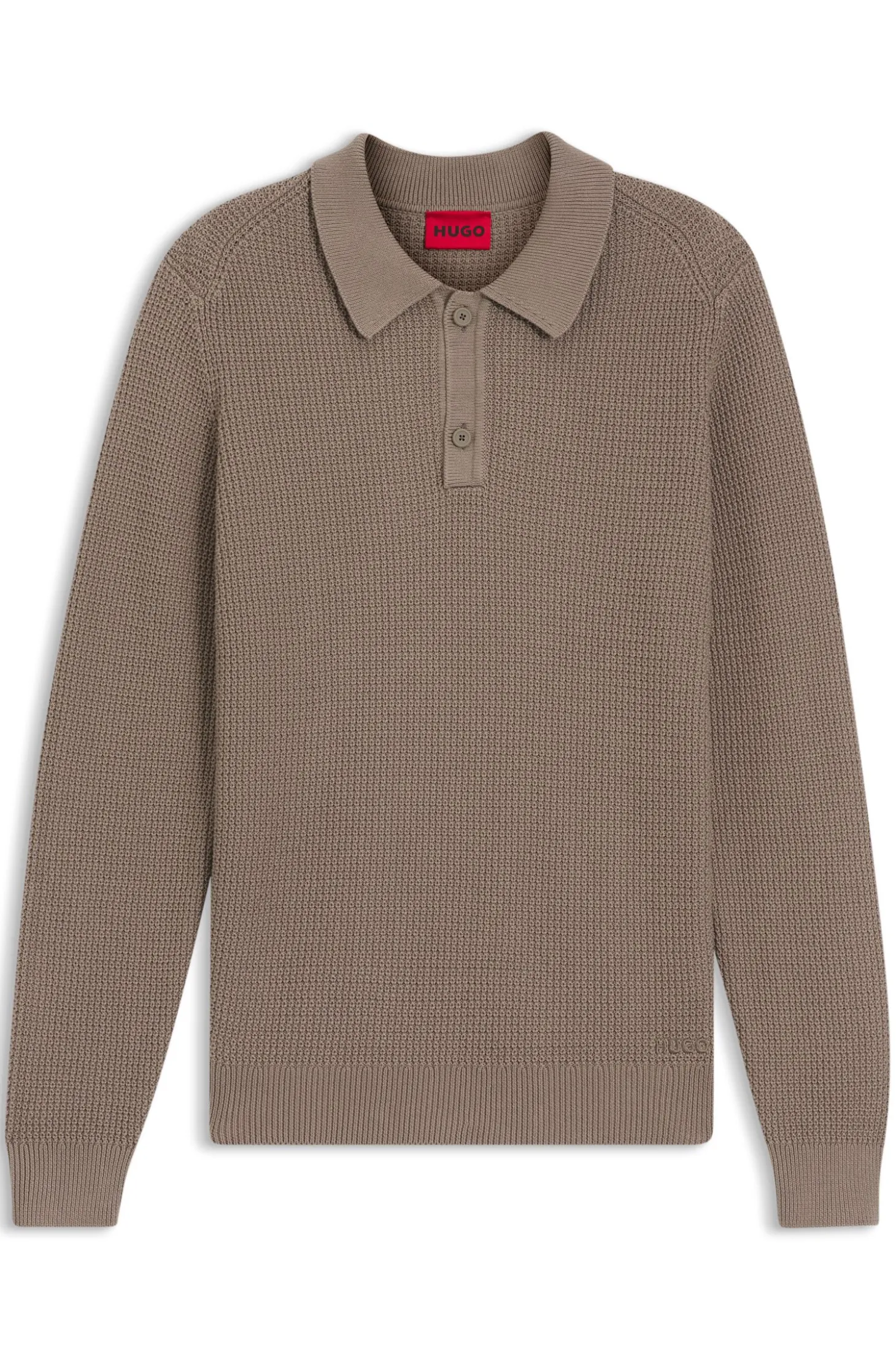 Relaxed-fit sweater in structured cotton with polo collar